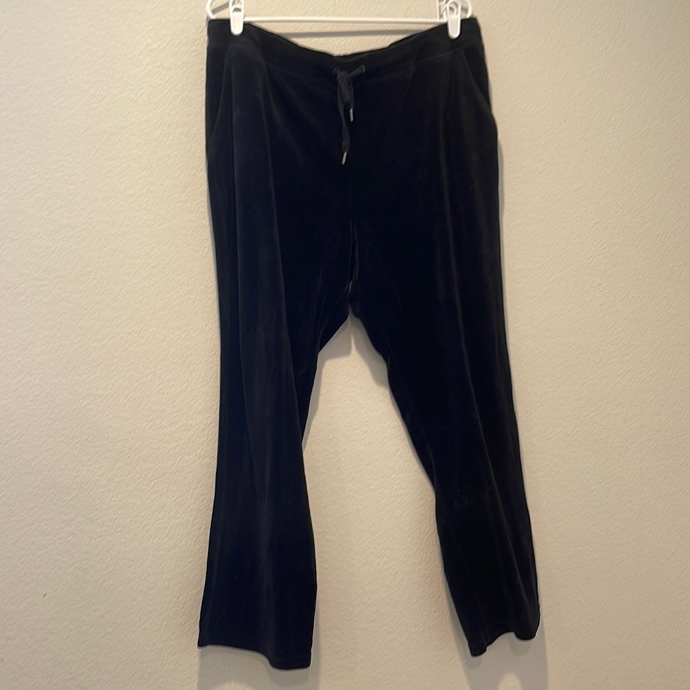 Black velour track pants